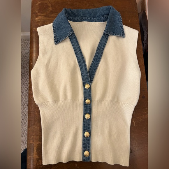 Commense Cream Ribbed Knit Top - Picture 2 of 6